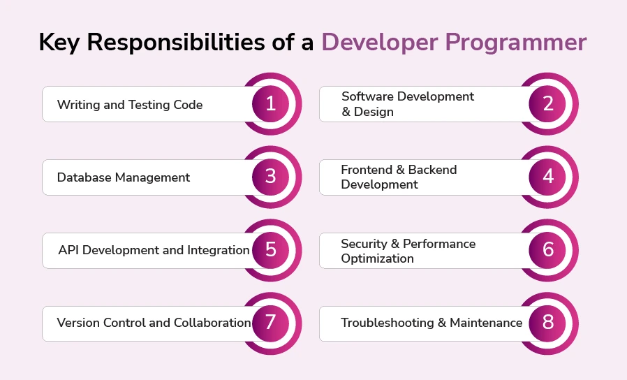 Key responsibilities of the developer programmer